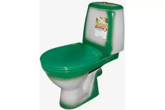 Унитаз Rosa ПРЕМЬЕР с арматурой, сиденьем, креплением, зеленый декор (Вн УкП312)