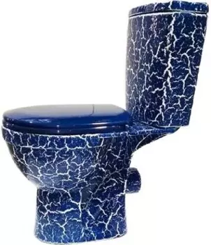 Унитаз Rosa РИО синий кракелюр (гориз. вып., 2-х реж. арм. Уклад, сид. полип. Уклад) (Вн УнСкр99)