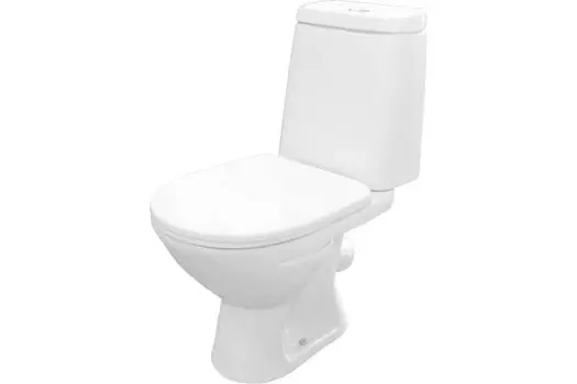 Унитаз Rosa СКАНДИ косой выпуск, сиденье полипропилен, с 2-х реж. арм., белый (Вн УнБ129)