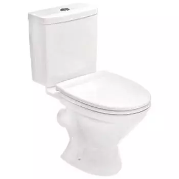 Унитаз Santek ЛИГА косой выпуск, 2-х режимная арматура, сиденье дюропласт Dino Plast (WH302141)