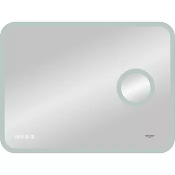 Зеркало Reflection Point с LED подсветкой, сенсором, увеличительным зеркалом и часами 800х700