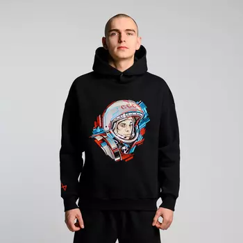 Утепленное худи с кнопкой Гагарин