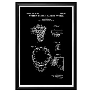 Арт-постер патент на баскетбольную корзину 1936