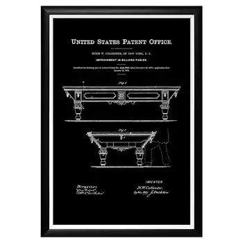 Арт-постер патент на бильярдный стол