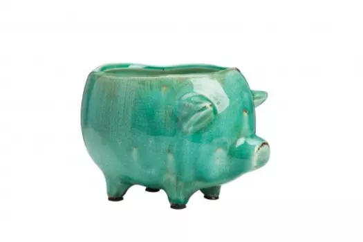 Цветочный горшок Pig Planter голубой