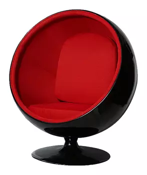 Кресло Eero Ball Chair черно-красного цвета