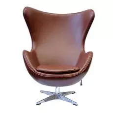 Кресло Egg Chair коричневого матового цвета из экокожи