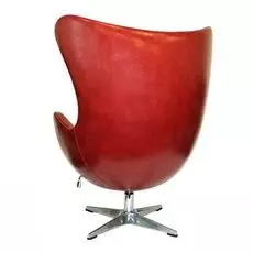 Кресло Egg Chair красного глянцевого цвета из экокожи