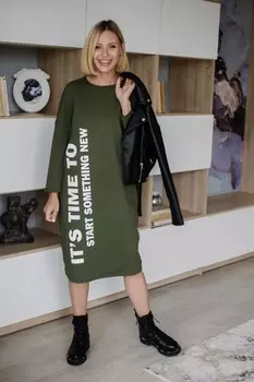 Платье трикотажное Эвилина (хаки)