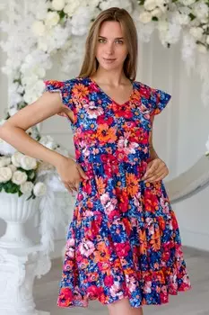 Платье трикотажное Лючана (оранжевые цветы) рр