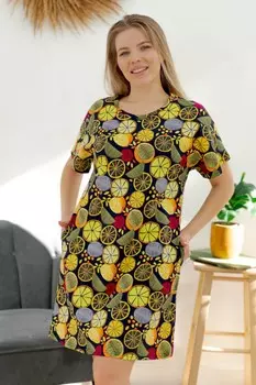 Платье трикотажное Вильгельмина (желтые фрукты)