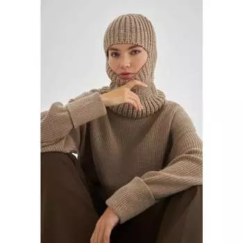 INSPIRE Балаклава из шерсти крупной вязки (кофейный) (One size, Кофейный)