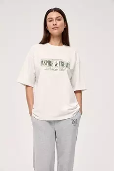 INSPIRE Футболка оверсайз Inspire Club принт I&C (молочный) (L, Молочный)