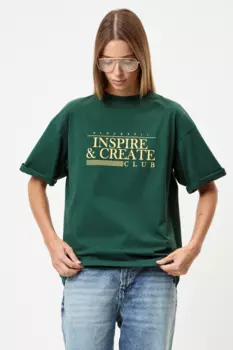 INSPIRE Футболка оверсайз Inspire Club принт I&C (зеленый) (M, Зеленый)