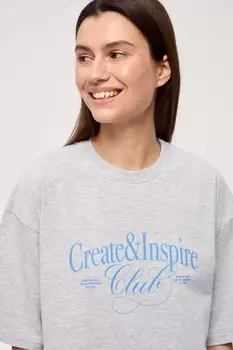INSPIRE Футболка оверсайз Inspire Club (серый меланж) (L, Серый меланж)