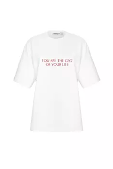 INSPIRE Футболка оверсайз с принтом "You are the ceo of your life" (молочный)