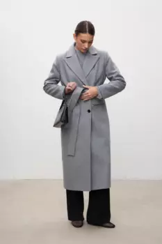INSPIRE Пальто двубортное прямого кроя (серый) (XS, Серый)