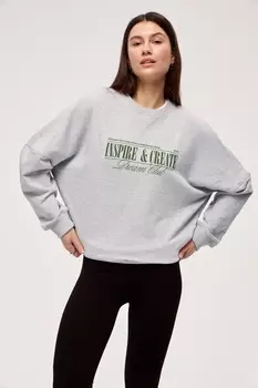 INSPIRE Свитшот оверсайз Inspire Club (серый меланж) (L, Серый меланж)