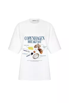 INSPIRE x GAZDALIEVA Футболка оверсайз с принтом "Copenhagen breakfast" (молочный) (L, Молочный)