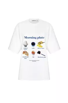 INSPIRE x GAZDALIEVA Футболка оверсайз с принтом "Morning Plate" (молочный) (S, Молочный)