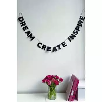 TSP Гирлянда бумажная "Dream Create Inspire" (черный) (One size, Черный)