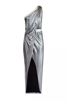 Асимметричное платье-макси с выполненной вручную зеркальной отделкой