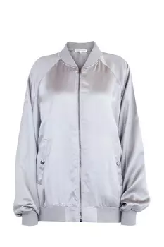 Атласный бомбер с вышитой монограммой на спинке