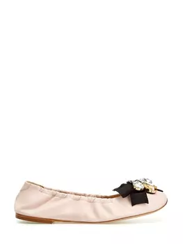 Балетки из мягкой кожи наппа с бантом и декором Queen Bee
