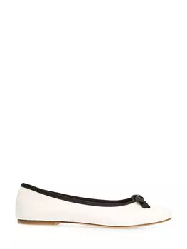 Балетки из зернистой телячьей кожи с лентой грогрен и бантом