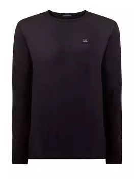 Базовый лонгслив из хлопка джерси с контрастной нашивкой