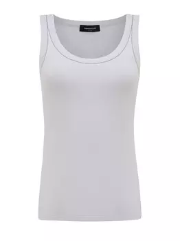 Базовый топ из джерси в рубчик с ювелирной окантовкой