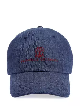 Бейсболка из льна с шевронным узором и вышивкой Solomeo