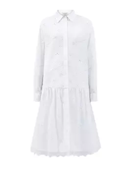 Белое платье-рубашка с ажурной отделкой