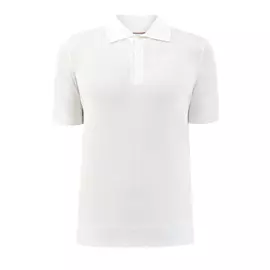 Белое поло из хлопковой пряжи с застежкой на пуговицы