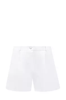 Белые джинсовые шорты на высокой посадке с заложенными складками