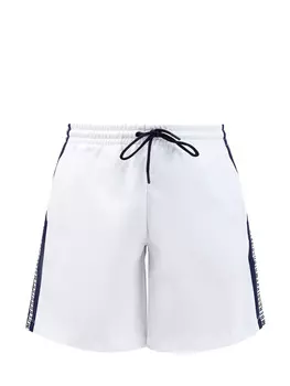 Белые шорты с контрастными лампасами из мембраны