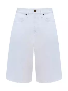 Бермуды из хлопкового денима с нашивкой из кожи saffiano