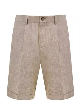 Бермуды из льняного габардина с заложенными складками