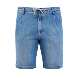 Бермуды из выбеленного денима с контрастной прострочкой