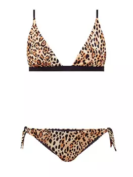 Бикини с анималистическим принтом и завязками