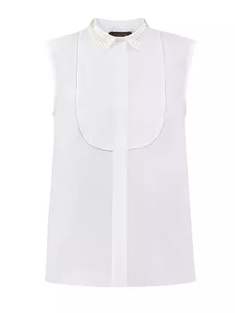 Блуза без рукавов из поплина с ювелирными вставками