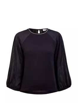 Блуза из хлопкового муслина с воротом Punto Luce