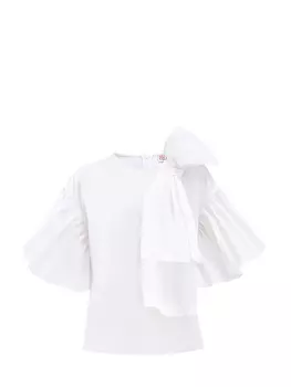 Блуза из хлопкового поплина с широким бантом