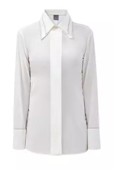 Блуза из матового шелка со съемным воротником