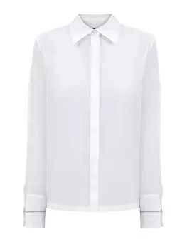 Блуза из полупрозрачного хлопка и шелка с окантовкой Punto Luce