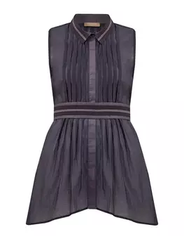 Блуза из полупрозрачного хлопка и шелка с ювелирными вставками