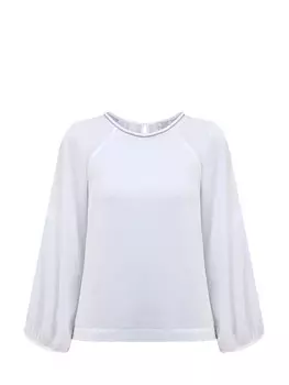 Блуза из полупрозрачной хлопковой вуали с деталью Punto Luce