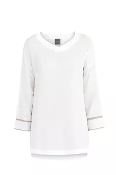 Блуза из шелковой ткани с манжетами из хлопка и люрекса