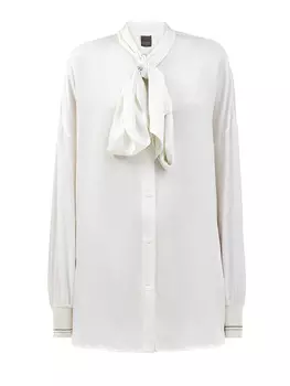 Блуза из струящегося шелкового сатина с лентой-бантом