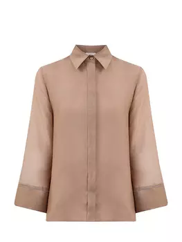 Блуза из тонкого хлопка и эластана с деталями Punto Luce